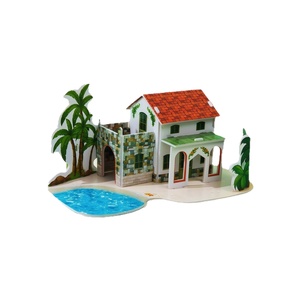 3D-Papier-Villa mit Schwimmbad für Haustier-Ritualofferzüge zum 3-Wochen-Jubiläum, Gedenkfeiern für Katzen und Hunde - Product Image 1