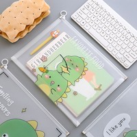 Venta al por mayor dibujos animados dinosaurio transparente archivo sobre bolsa PVC cremallera documento bolsa niños lindo escuela papelería