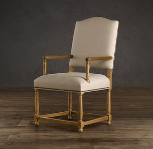 <span class=keywords><strong>Fauteuil</strong></span> de salle à manger Rhoohill personnalisé, style rétro américain, en bois massif, chêne blanc, tissu en lin - Product Image 1