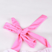 Maillot de bain une pièce rose doux pour bébé et jeune fille, avec volants au cou et nœud papillon, sans manches