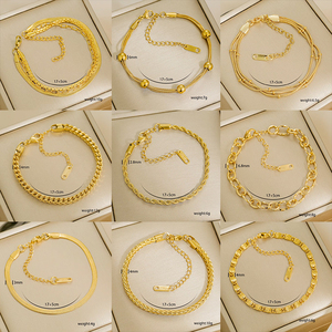 SL092 Bracciale Semplice Stile Europeo e Americano in Acciaio Inossidabile Placcato Oro 18K Unico da Donna - Product Image 2