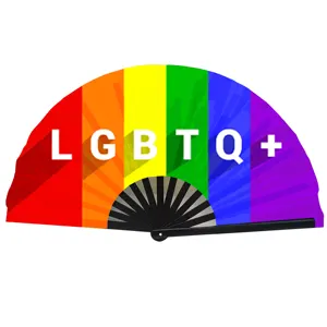 BSBH personalizzato arcobaleno LGBT ventagli di bambù vendita calda in poliestere pieghevole ventole Gay Pride modello sacchetto di plastica PP ventaglio artificiale mano