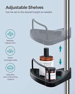 Étagère de <span class=keywords><strong>douche</strong></span> d'angle <span class=keywords><strong>télescopique</strong></span> SONGMICS 95-300 cm en acier inoxydable avec 4 niveaux pour salle de bain - Product Image 4