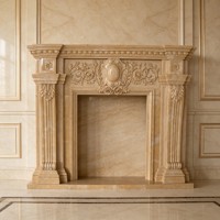 Cheminée en marbre blanc avec colonnes romaines, garniture sculptée à la main, manteau de cheminée décoratif, cadre de cheminée en pierre pour intérieur