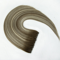 Extensions de cheveux humains vierges russes, double trame, pointes épaisses, lisses, tissage à la machine
