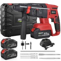 Marteau perforateur rotatif sans fil professionnel DERUIDA, sans balais, compatible OEM, avec batterie, pour perçage et cisaillement du béton