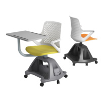 Chaise et pupitre de classe populaires avec roulettes, base trépied Node, chaises et pupitres pour l'université