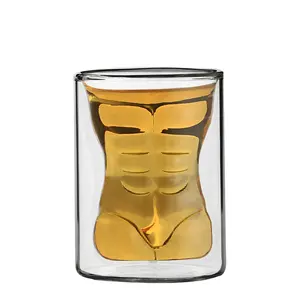 Самый популярный креативный Привлекательный мужской боди-стекло с двойными стенками в форме человеческого тела прозрачное коктейльное стекло