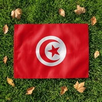 Drapeau de la Tunisie personnalisé avec logo, 100 % polyester, 3x5 pieds, séchage rapide, écologique, imprimé en sérigraphie