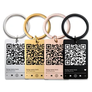 Custom QR Code Keychain Favourite Song QR Scan Keyring Spotify Music Keychain