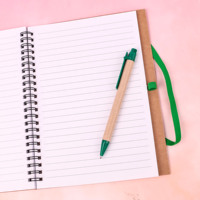 Cuaderno de Bambú Personalizado de Lujo con Espiral, Cuadernos de Papel Personalizables con Bolígrafo, Cubierta con Logotipo Impreso Personalizado