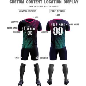 Ensemble de maillots de football personnalisés avec short, nom et numéro d'équipe personnalisés, col en V sublimé, évacuation de l'humidité, unisexe, adulte et enfant - Product Image 3