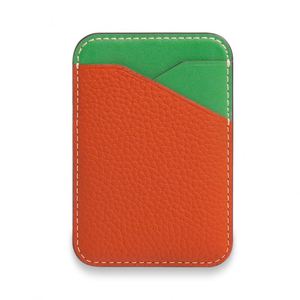 Porte-cartes de crédit minimaliste en cuir véritable OEM pour téléphone portable avec autocollant adhésif 3M pour cartes de visite et poche arrière pour téléphone - Product Image 3
