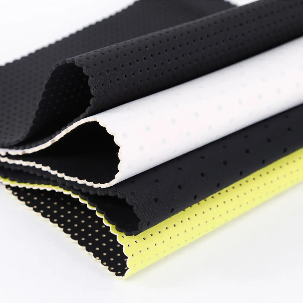 New Fabric Neoprene Fabric Nylon Fabric Coated 2mm Neoprene Rubber Sheet Black 2.0mm Perforated Neoprene For Glove Wetsuits