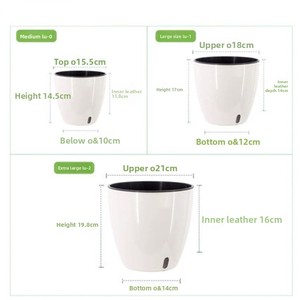Maceta Blanca con Autorriego para Plantas Verdes y Ornamentales, Diseño Minimalista Creativo, Suministro Directo <span class=keywords><strong>de</strong></span> Fábrica para Personas con Poco Tiempo - Product Image 3
