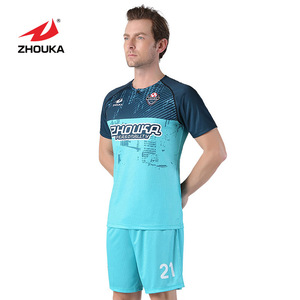 2019 ZHOUKA top sale quick dry fabric new design football soccer jersey set - Product Image 3