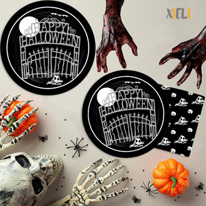 Xieli Vietnam Assiettes En <span class=keywords><strong>Carton</strong></span> Jetable Vintage Spider <span class=keywords><strong>Halloween</strong></span> Party Décoration - Product Image 3