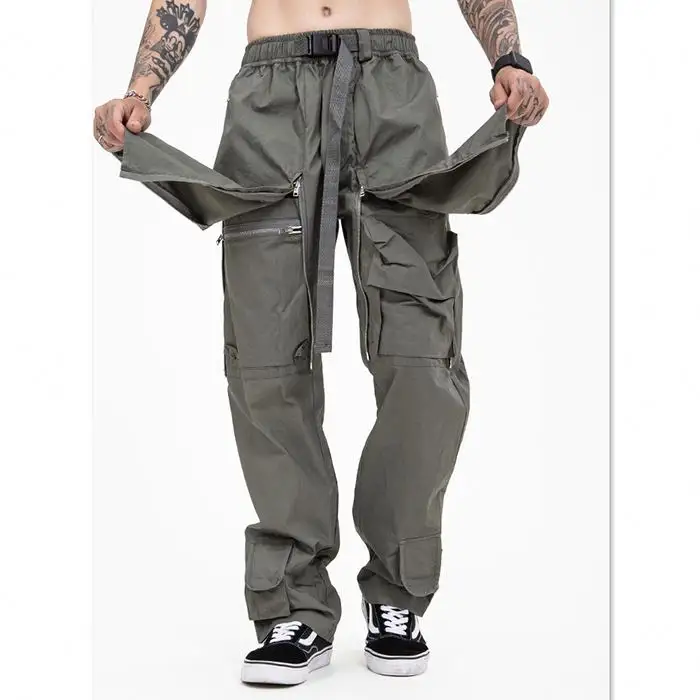 Индивидуальные мужские брюки-карго, цветная Пряжка, детали талии, универсальные карманы, мужские тактические брюки