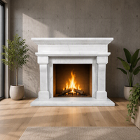 Cheminée en marbre moderne personnalisée en pierre naturelle blanche pour usage intérieur, idéale pour la chaleur et la décoration de la maison - Projet Villa