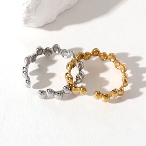 Anillos de Acero Inoxidable Ajustables con Baño de Oro, Minimalistas, Resistentes al Deslustre, con Forma de Corazón y Estrella, para Mujer, Venta al Por Mayor - Product Image 5