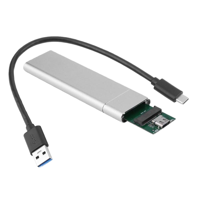Dual Protocol SATA NVMe HDD Enclosure Aluminum Alloy USB 3.0 Type C M.2 SSD Case 2TB Capacity External NVMe HDD Box Computers