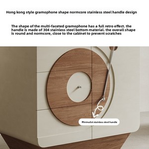 Armoire de chevet simple en bois massif pour chambre à coucher, petite commode à tiroirs intégrée, style vintage - Product Image 6
