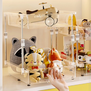 Công suất lớn 2 TIE rõ ràng dưới bồn rửa Countertop Tủ <span class=keywords><strong>Organizer</strong></span> trượt ngăn kéo nhựa lưu trữ Kệ - Product Image 5