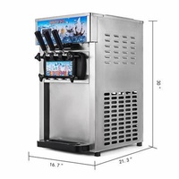 Nouvelle machine à glace molle commerciale automatique à 3 saveurs, haute productivité, en acier inoxydable, compatible avec le yaourt, le lait et l'eau