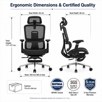Chaise de bureau ergonomique à dossier haut en maille avec support lombaire, appui-tête, repose-pieds, chaises pivotantes pour ordinateur, bureau à domicile