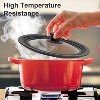 Couvercle universel en verre silicone pour casseroles, poêles et poêles de 7 à 9 pouces, couvercle en verre trempé avec évents à vapeur et poignée Cool-Touch