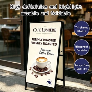 High-light floor-standing A-frame <b>LED</b> lightbox poster display stand shop entrance display stand foldable stand promotional <b>sign</b> - Product Image 2