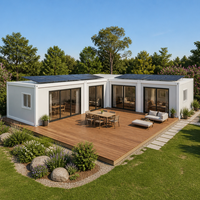 Maison modulaire préfabriquée 2 chambres avec panneaux solaires, maison conteneur préfabriquée avec électricité solaire, maison conteneur café