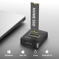 Stasiun Docking SSD M.2 NVMe, Chip JMS583 10Gbps USB 3.2 Gen2 Pembaca M.2 NVMe, USB  A & USB  C 2  dalam  1 Kabel, Penyangga Vertikal