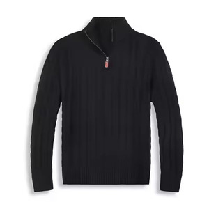 Best Selling Embroidery Logo <strong>Turtle</strong> <strong>Neck</strong> <strong>Men's</strong> Cotton-Blended Pullover Winter Knitted Top Half Zipper Sweater - Product Image 4
