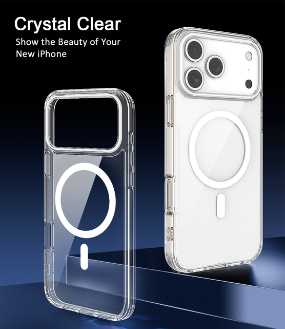 High Transparent magnetic Phone Case for iPhone 16 15 14 13 12 Pro Max anti-yellowing tpu Case