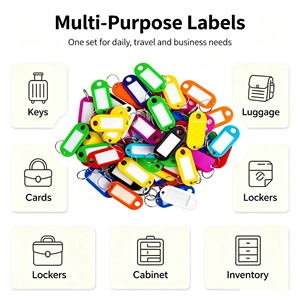 Etiquetas de Plástico para Llaves con Etiqueta de Tarjeta, Llaveros Coloridos, Etiquetas de Identificación para Equipaje de Hotel, Etiquetas de Plástico con Anillas para Llaves y Bolsos - Product Image 1