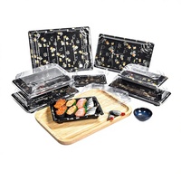 Boîte à sushi jetable en pulpe de canne à sucre, plastique PET PP, compartiment double couche, personnalisée, étanche, résistante à l'huile, boîte d'emballage alimentaire