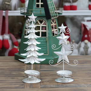 Christmas Iron <b>Candlesticks</b> H4695 <b>Silver</b> And Gold For Bars Front Desk Decorations - Product Image 1