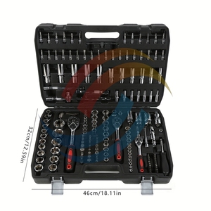 172 pièces Kit d'outils de mécanicien de réparation automobile Kit d'outils de mécanicien à domicile pour la réparation de vélos de voiture 1/2 \ "1/4 \" 3/8 \ "profondeur d'entraînement OEM Standard - Product Image 5