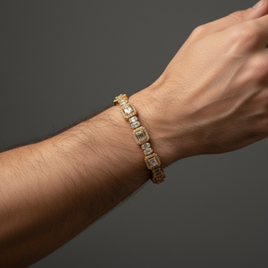Luxury 10K/14K Solid Gold Diamond <b>Bracelet</b> Baguette Cut Geometric Chain Link Unisex Jewelry - Product Image 6