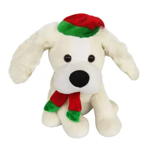 Produttore diretto natale personalizzato animali di peluche bianchi che ballano e cantano Mini giocattoli di peluche per cani con orecchie in movimento