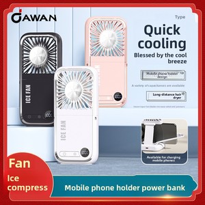 Ventilatore Pieghevole Portatile con Raffreddamento a Semiconduttore, Cavo Integrato, <span class=keywords><strong>Power</strong></span> <span class=keywords><strong>Bank</strong></span>, 7+ Pale, Supporto Telefono, Mini - Product Image 2