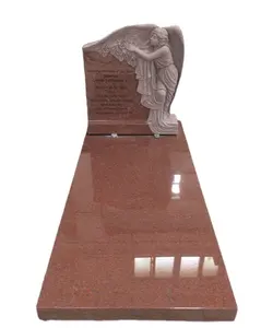 Tombstone-granito tradicional de Ángel Grave, piedra natural de color rojo