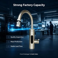 Robinet d'eau chaude électrique instantané en acier inoxydable 304, double buse rotative, chauffage rapide en 3 secondes, étanche IPX4, LED, pour extérieur et hôtel