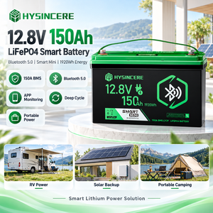 แบตเตอรี่ Smart <span class=keywords><strong>Mini</strong></span> <span class=keywords><strong>12V</strong></span> 150Ah LiFePO4 พร้อมบลูทูธ 5.0 หน้าจอ LCD แสดงความจุ 1920Wh 150A BMS LTCP สำหรับรถพ่วงพลังงานแสงอาทิตย์และเรือ - Product Image 6