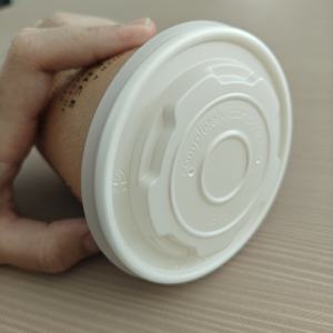 Couvercles en <span class=keywords><strong>plastique</strong></span> PLA durables et écologiques anti-effraction de 90 mm pour gobelets à soupe en papier de 8 oz, jetables, faciles à ouvrir, compostables, Xiamen - Product Image 6