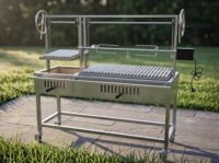 Barbecue argentin moderne à charbon de bois, réglable en hauteur, avec manivelle, en fonte, grand modèle