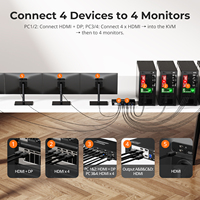 TESmart Quad Monitor MST KVM Kit de estación de acoplamiento con 4K60Hz EDID para 4 Uds K & M Pass-Through 2 interruptores de modo de visualización