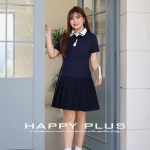 เดรสพลีทคอปกโปโลสีน้ำเงินกรมท่าสำหรับสาวพลัสไซส์ ดีไซน์แบบมิว คอเสื้อตัดสี แต่งระบายช่วงเอวทรงธรรมชาติ รุ่น N9199 - Product Image 5