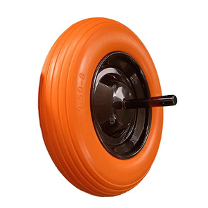 ล้อรถเข็นเฉิงจิน 3.50-4PU แบบมีโฟม แกนตัน รับน้ำหนักได้สูง 100 กก. สีแดง - Product Image 3